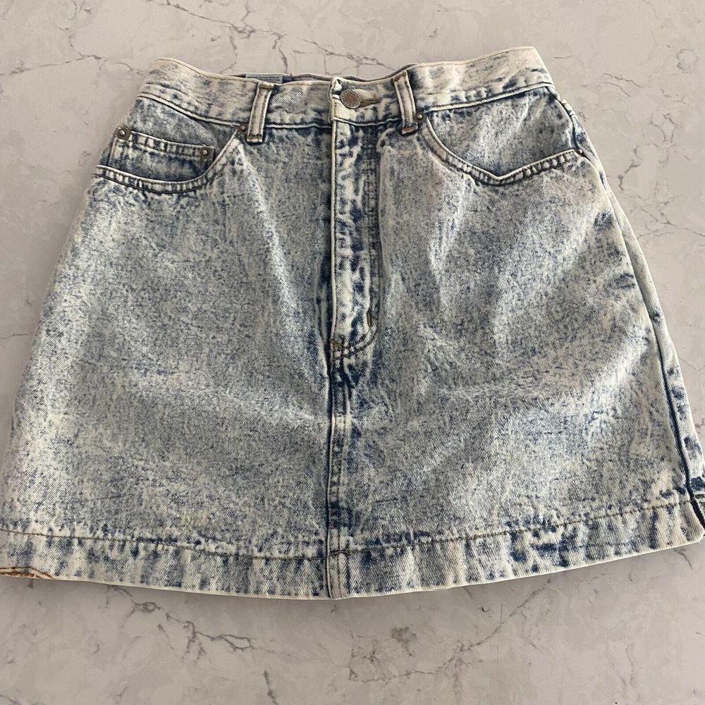 NWT Squeeze Skort & Skirt 11/12 Blue Denim 100% Cotton Acid Wash Zip Fly Vintage